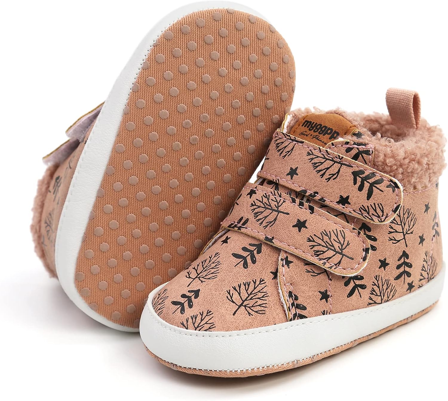 Unisex Baby Boys Girls High-Top Ankle Sneakers Soft Rubber Sole Infant Crib Shoes Toddler First Walkers