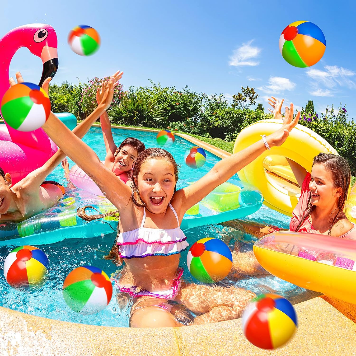 Zhanmai 100 Pack Inflatable Beach Balls 5 Inch Summer Beach Ball Pool Party Toy for Kids and Adults Blow Up for Party Favor Daily Game Toys Birthday Decorations (Rainbow Color)