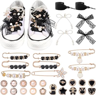 Shoe Charms for Sneakers Shoelace Contain Bows Clips Pins Jewelry DIY Decor Charms for Women Shoes Bag Hat Jewelry