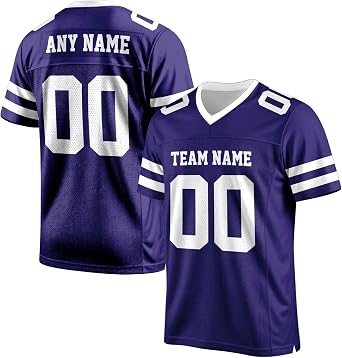 Custom Football Jersey Personalized Designs Name, Number & Team Logo, S-5XL | Breathable Mesh Fabric Delivers Lightweight Comfort with Classic V-Neck Styling for Men, Women, Youth and Kids.