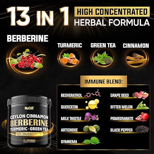 Miniatura 8 de Suplemento de berberina. Curcumina de cúrcuma añadida, té verde y más - Apoya la salud del corazón, el manejo del cuerpo y el sistema inmunológico -