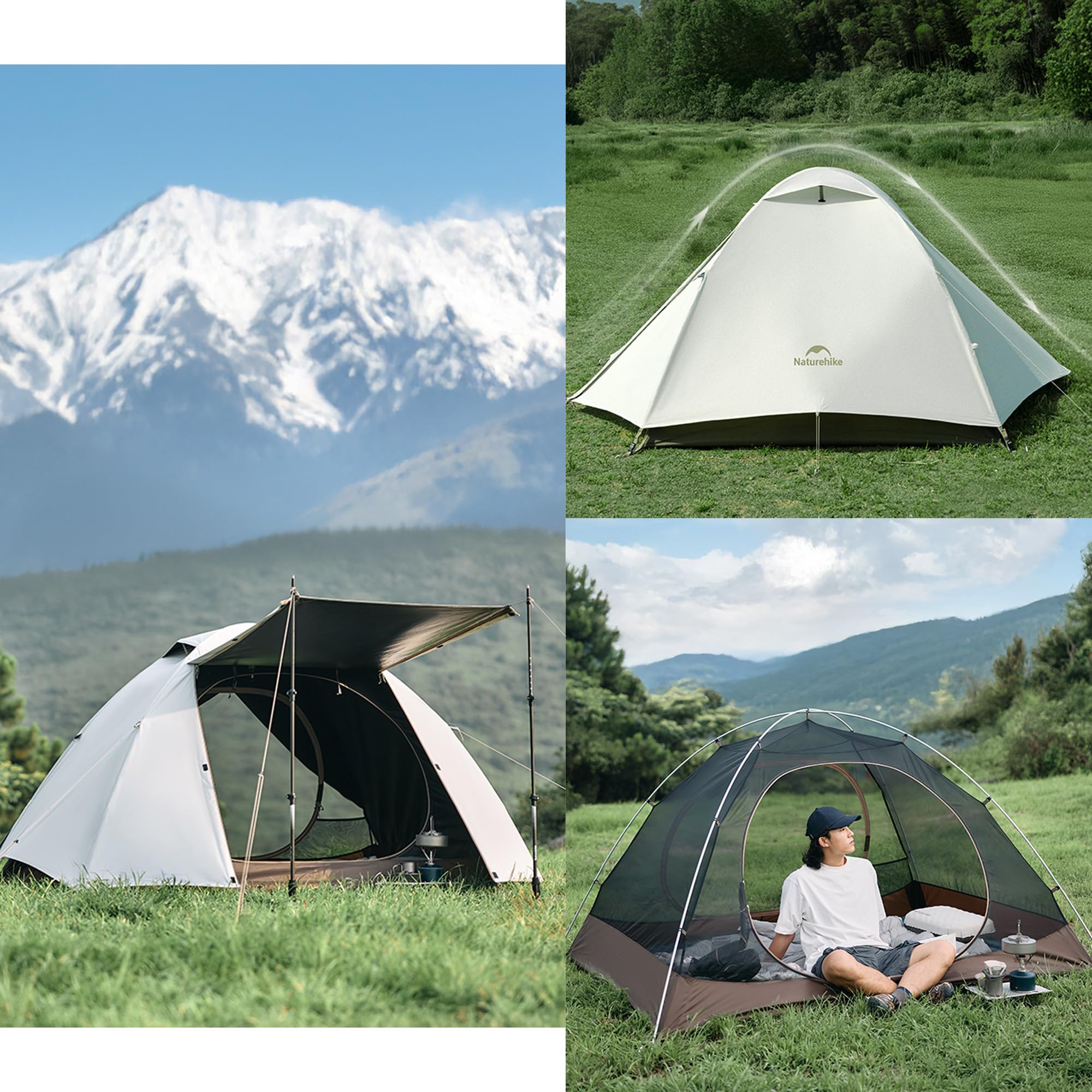 Naturehike Yunchuan namiot z serii Yunchuan, ultralekki namiot, dla 2 do 3 osób, czarny namiot (UPF 50+), odpowiedni na wędrówki, jazdę na rowerze, kemping