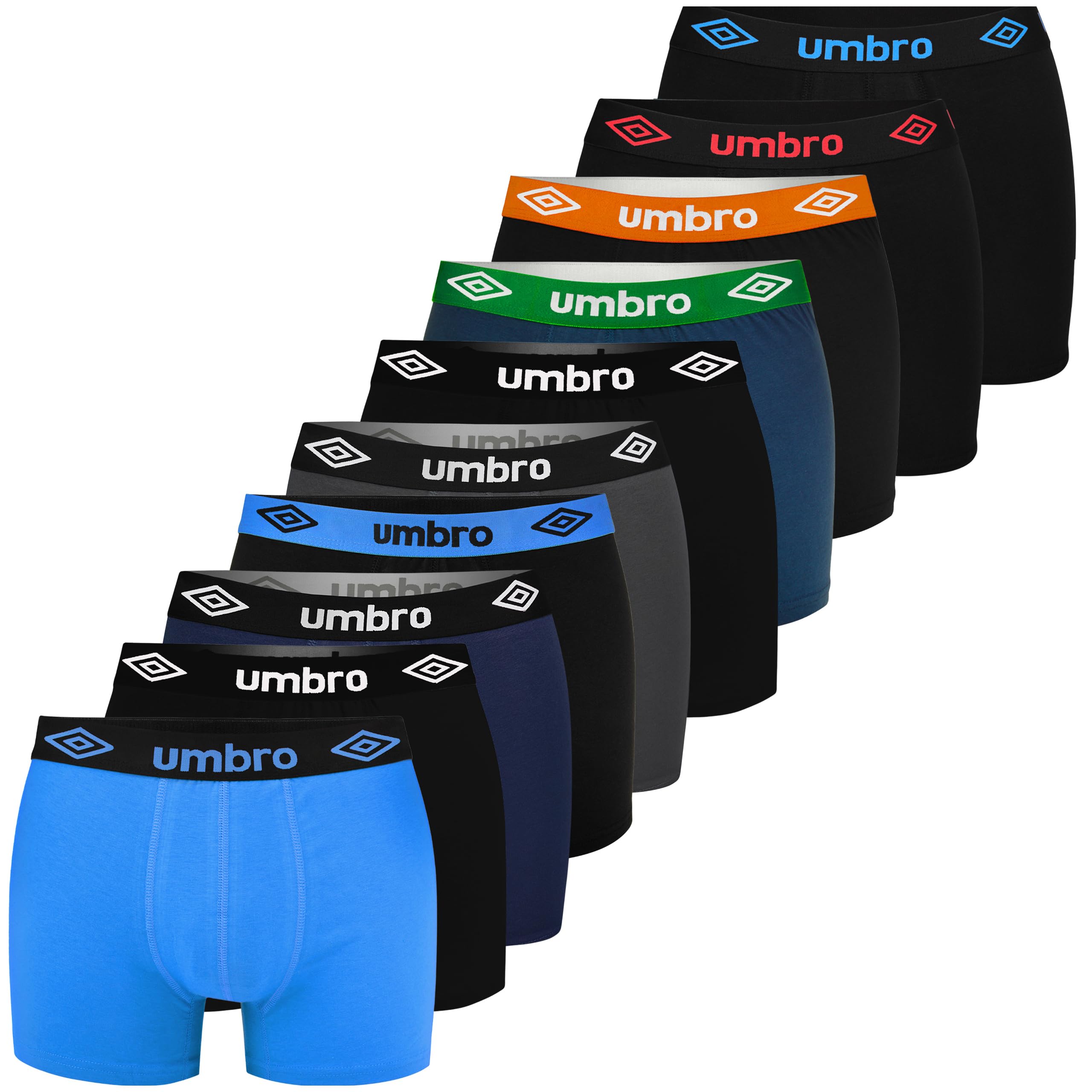 Umbro - Premium Briefs Boxer Uomo in Cotone - Confezione da 10 - Morbidi - Comodi - Elasticizzati - Transpirati - Sportivi - Stile Iconico | Mutande Uomo Intimo Uomo