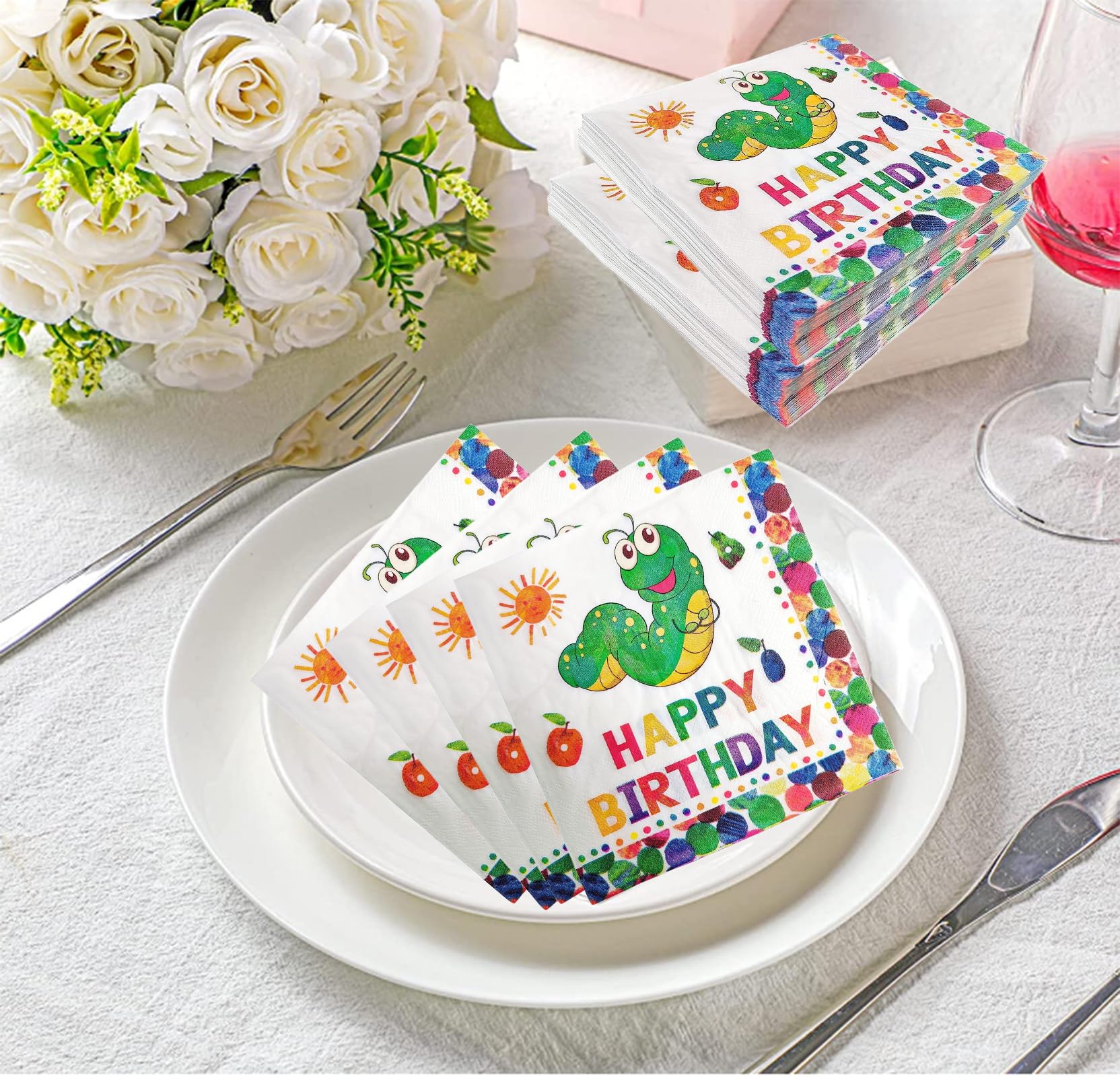40 Serviettes En Papier Jetables Motif Arc-en-ciel - Pour Fêtes D'enfants Et D'été