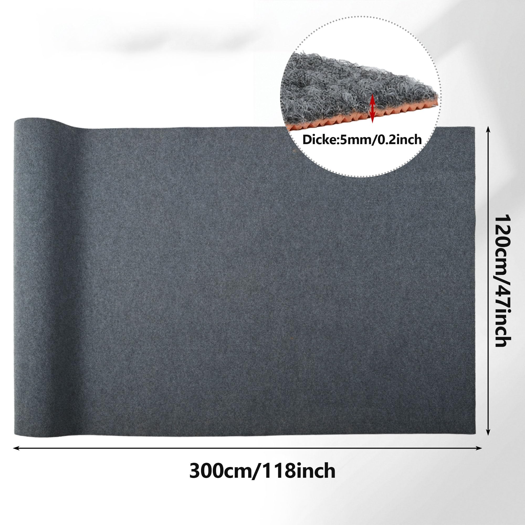 tonchean Tappeto per corridoio, 300 x 120 cm, antiscivolo, lavabile, al metro, per corridoio, ingresso cucina, soggiorno, ufficio, grigio