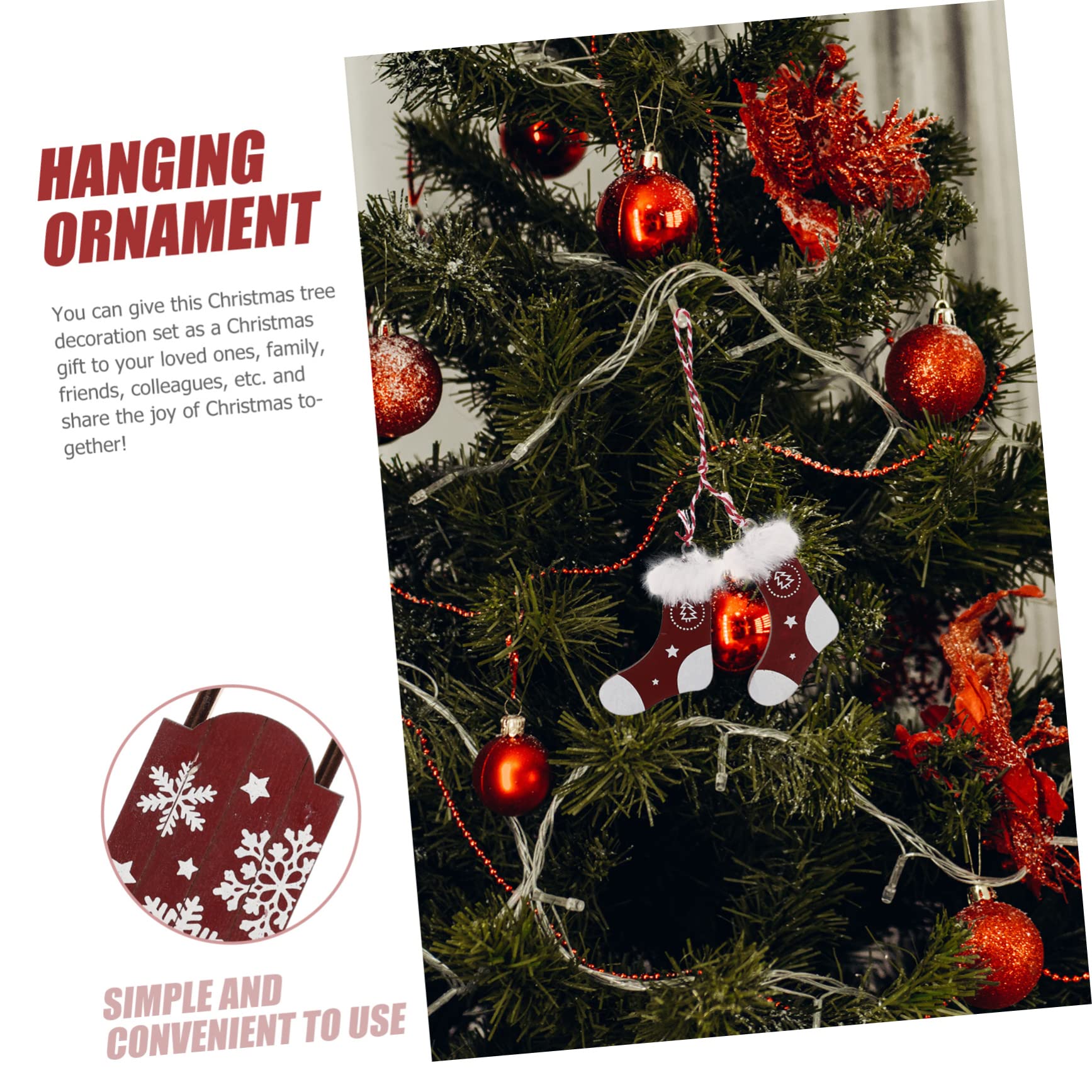 Alipis 5 Ensembles Décorations De Noël Fête De Noël Décorations De Maison Lumineuse pour La Maison Pendentif Suspendu De Ornement Suspendu De Sapin De Suspension De Fenêtre Bois