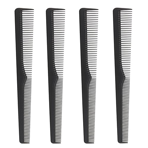 Peines de barbero de fibra de carbono de alta calidad, paquete de 4, peine de barbero resistente al calor, 7.3 pulgadas, ideal para uso doméstico y