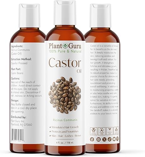 Miniatura 2 de Aceite de ricino 4 fl. oz. Sin refinar, 100% libre de hexano natural puro, grado USP, crecimiento del cabello, cejas y pestañas. Hidratante para