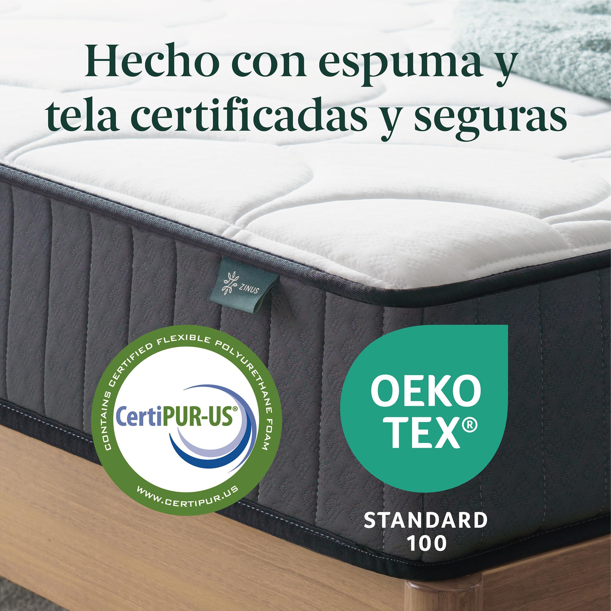 Zinus Colchón Híbrido 135x190 cm 20 cm Tight Top Muelles Ensacados Espuma Viscoelástica Alta Transpirabilidad