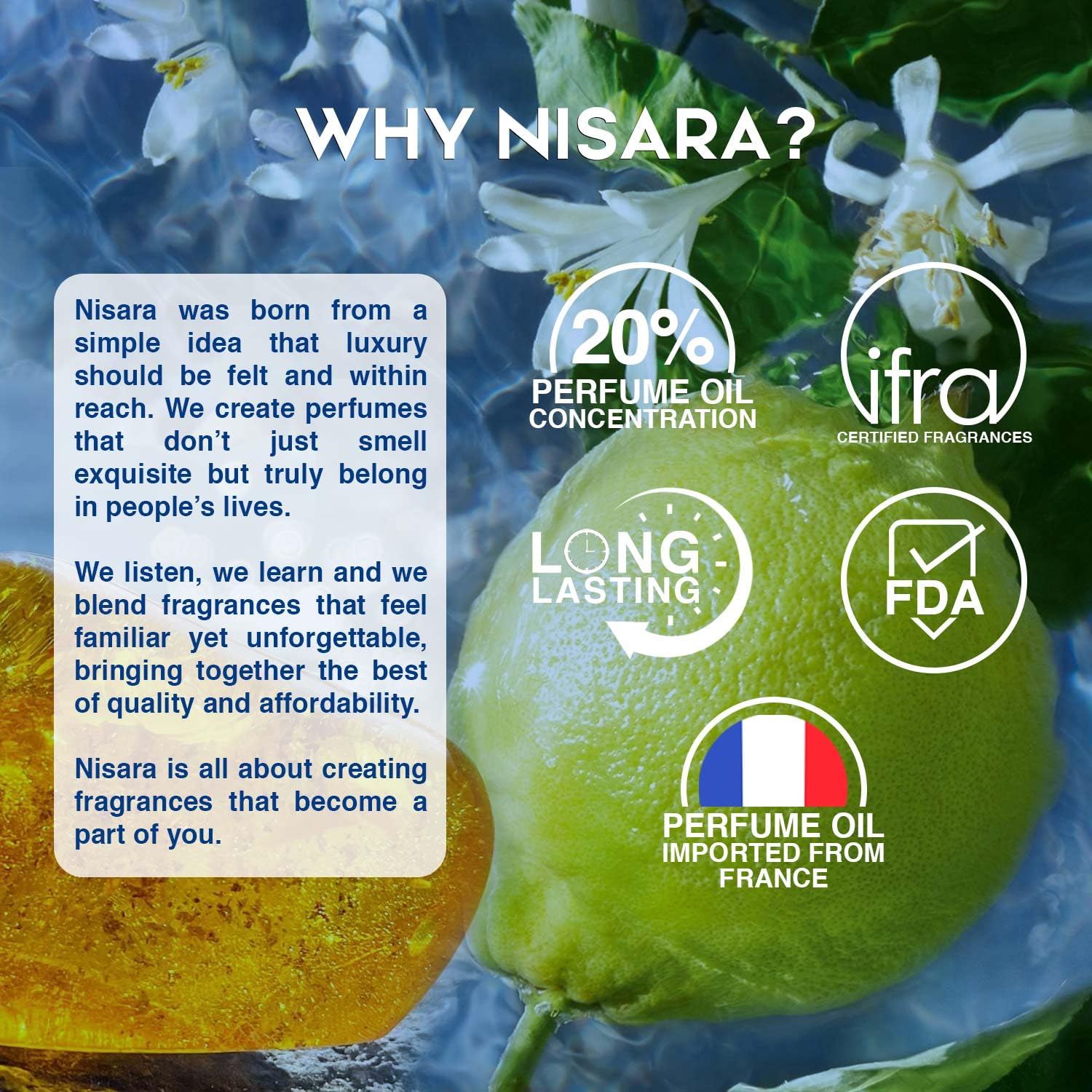 Nisara Aqua Day Fresh Aquatic Perfume for Men -100ml| Long Lasting Eau De Parfum| Citrus, Marine & Musky Fragrance | Lemon, Grapefruit, Ginger, Amber | Premium Perfume Spray for men for summers 2