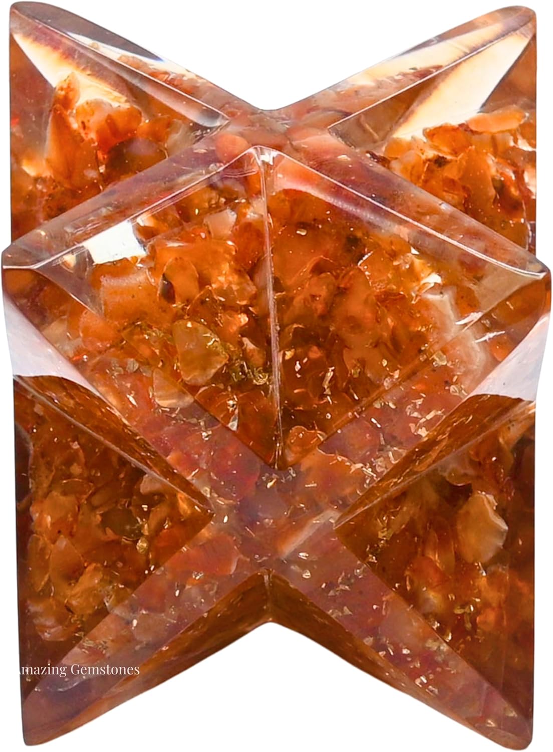 Amazing Gemstone 1 Pcs Carnelian Large Crystal Orgone Merkaba Star for Reiki Healing Meditation and Crystal Grid