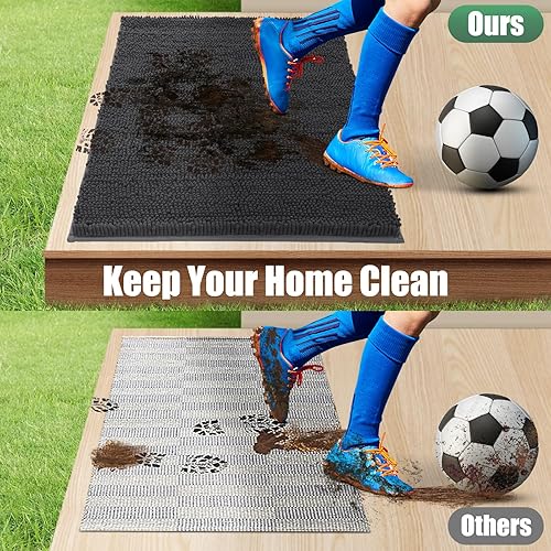 Miniatura 6 de IM HOME Chenille Absorbent Outdoor Doormat 36" x 24", Washable Muddy Door Mats for Dog Non Slip Indoor Doormat Dog Mat for Muddy Paw Front Inside