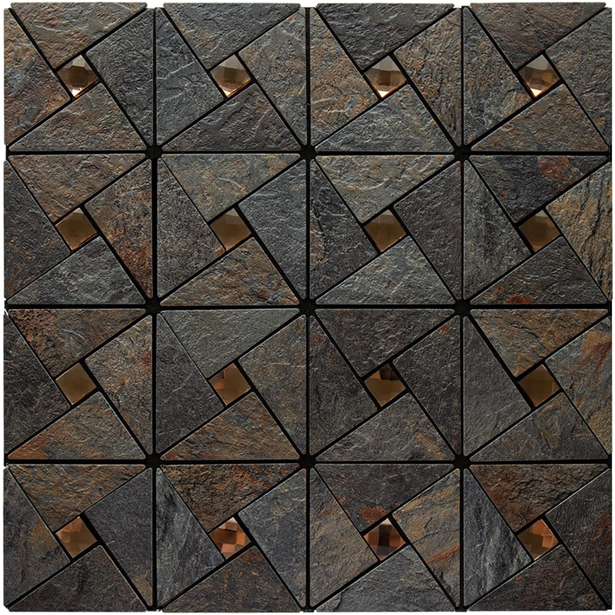 DICOFUN Rustic Slate and Glass Peel and Stick Tile