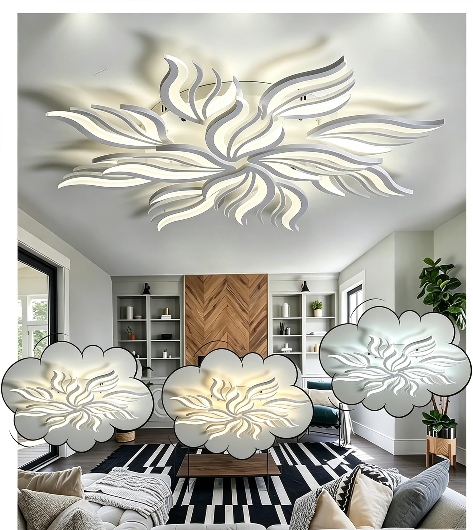 WSXEDC Dimmable Ceiling lamp LED White Ceiling Light 115W Large Living Room Ceiling Lighting Creative Modern Bedroom Light Ceiling DIY for Living Room Youth Room Dining Room Kitchen Ø105cm — image 1