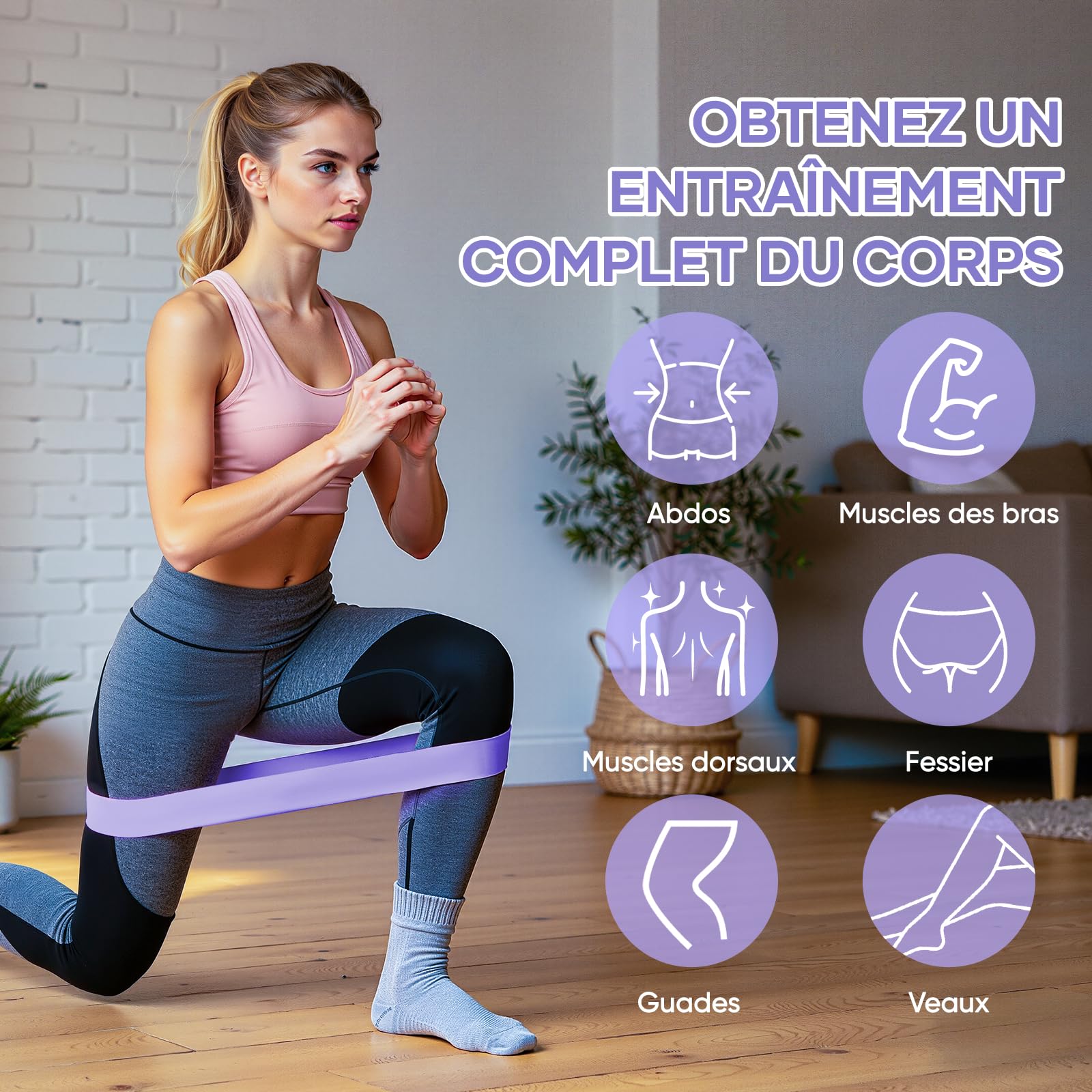 Bande Elastique Musculation Lot de 5 avec 5 Niveaux de Résistance Différents, Sac de Rangement, Fitness