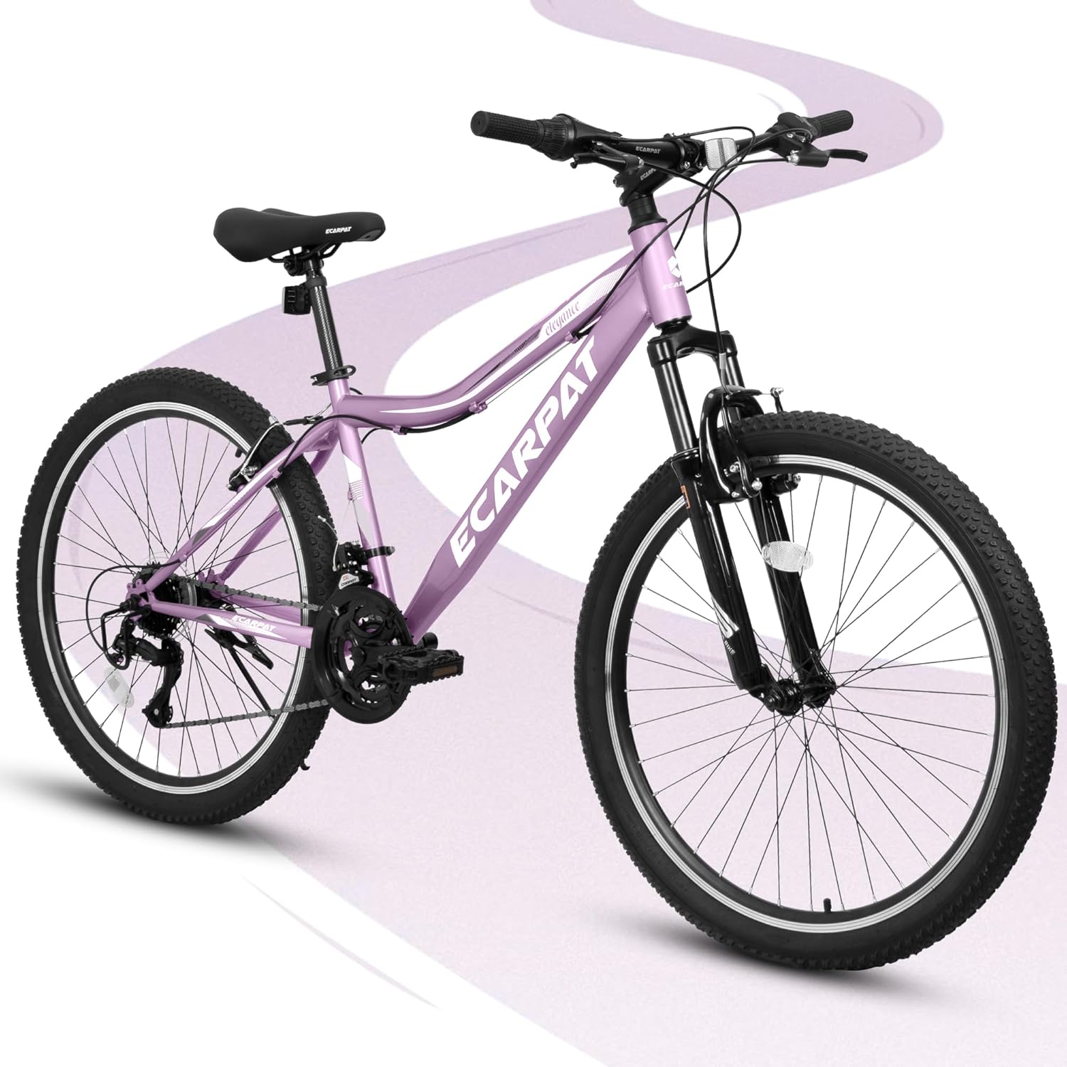 Ecarpat Women's Mountain Bike 24 Inch Wheels, 21-Speed Trail Commuter City Mountain Bikes, 15" Carbon Steel Frame, Female Women Bicycles V-Brakes