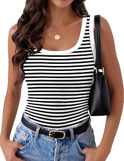 Zeagoo Womens Square Neck Ribbed Tank Tops 2026 Summer Sleeveless Shirts | Basic Tops for Women, Business Casual Outfits, Women's Fashion, Trendy Clothes, Going Out Blouses, Fitted Undershirt
