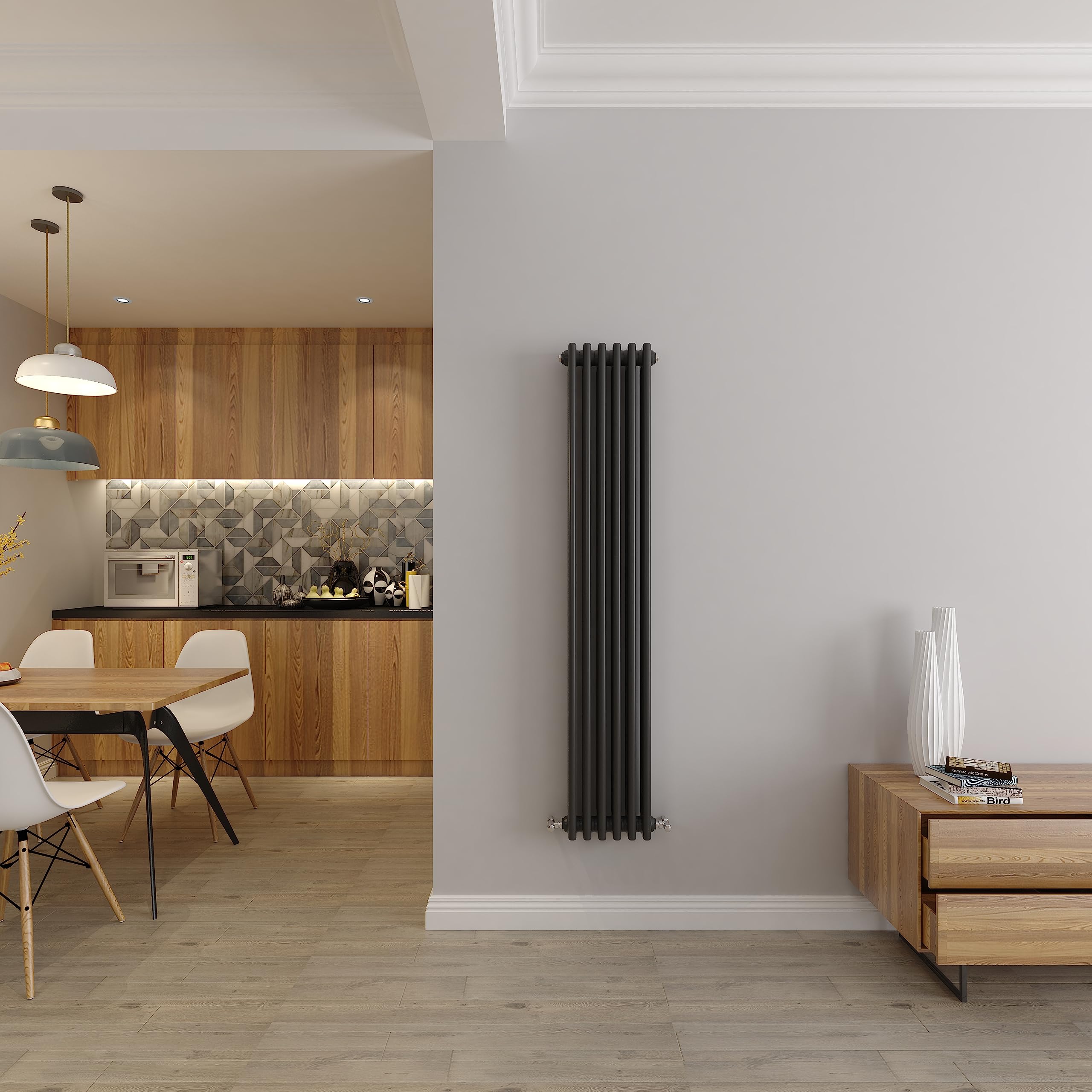 3 Column Vertical Radiator Cast Iron Style Central Heating Anthracite/Grey radiators 1500x290mm Perfect for Kithcen, Living Room, Bathroom — image 1