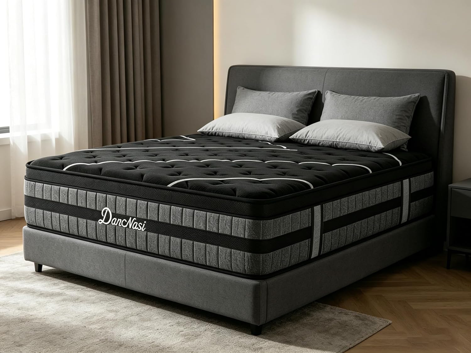 Queen Size Mattress, 12 Inch Queen Mattress Luxury Hybrid 7-Zones Pocket Springs & Cooling Gel Memory Foam for Dual Additional Support and Motion Isolation, Medium Firm,365-Night Trial,Fiberglass-Free