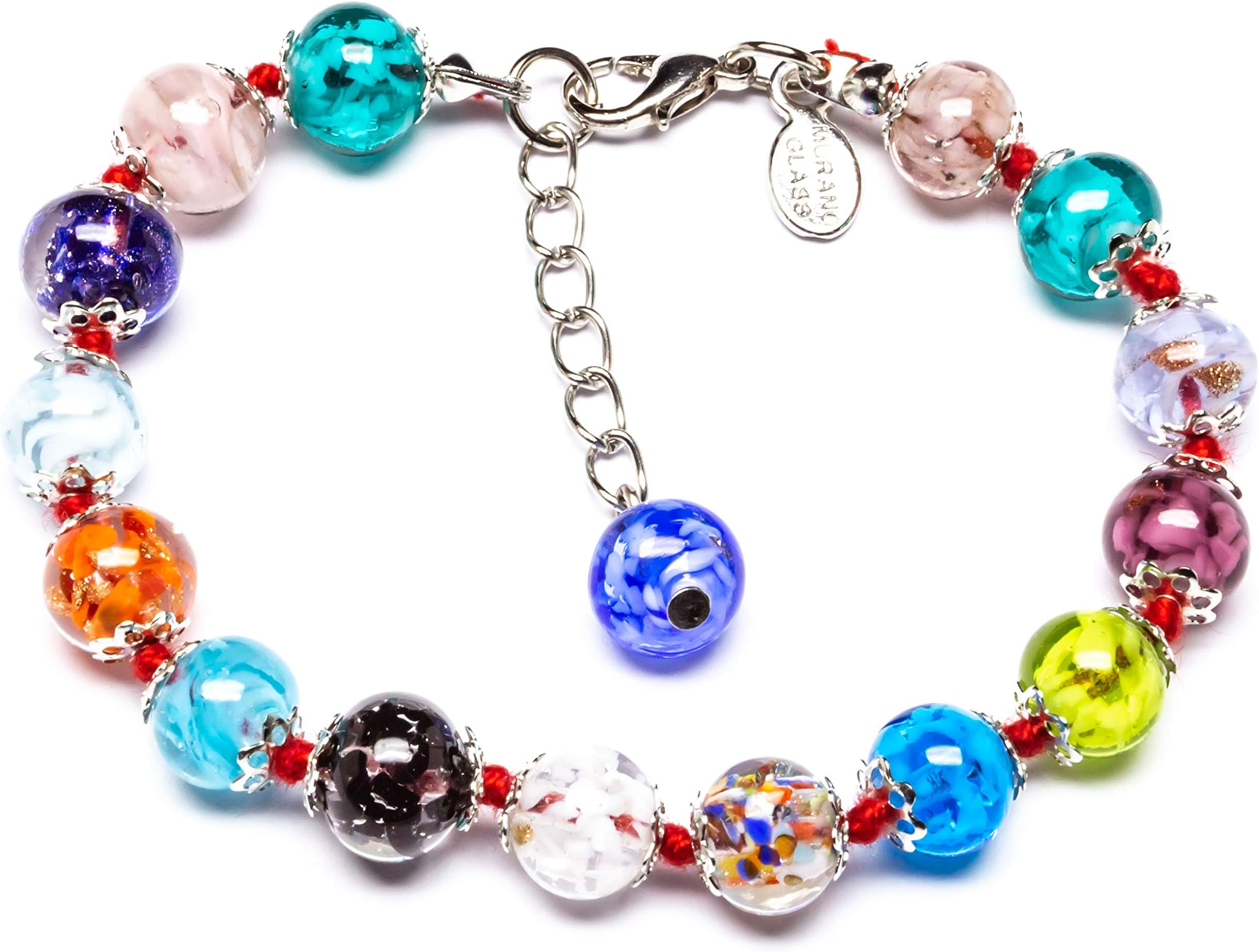 Handmade - Murano Glass Bracelet - Aventurine Glass Beads Hand Blown Glass
