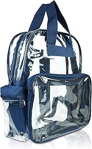DALIX Small Clear Backpack Bag in Navy Blue