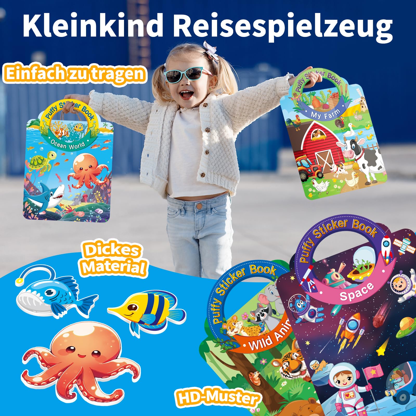 Wiederverwendbare Stickerbücher Für Kinder – 3er-Set Mit Dino, Meer & Tieren (ab 2 Jahren)
