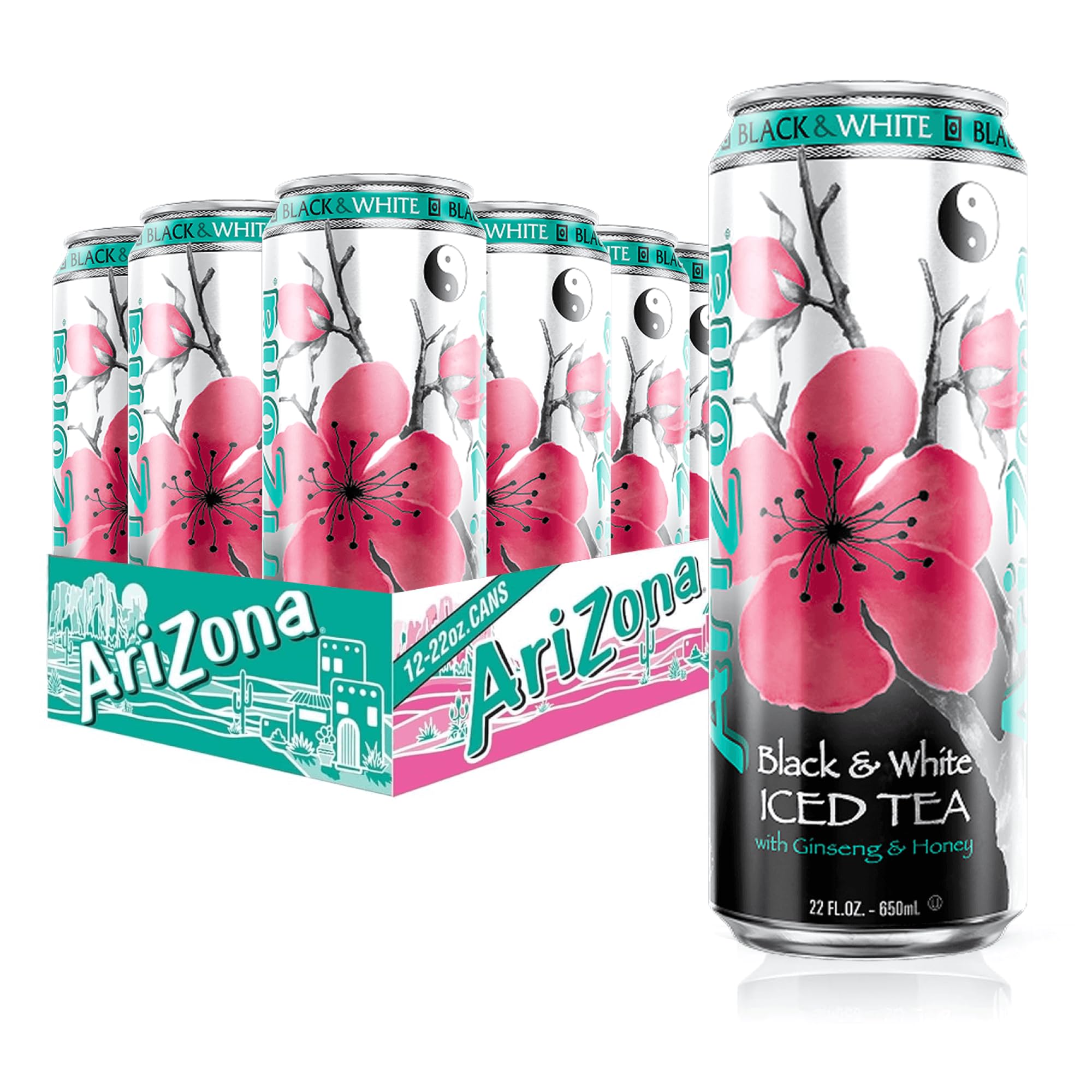 AriZona Black and White Tea - Big Can, 22 Fl Oz (12 Pack) Black and White Tea 22 Fl Oz (12 Pack)