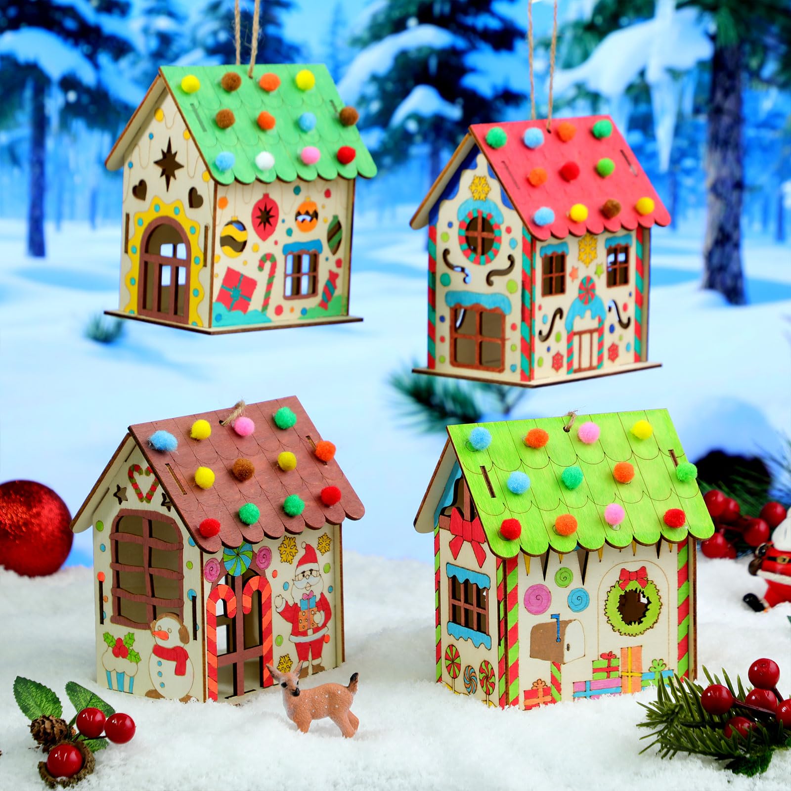 Amazon.com: DoubleFill 12 Pcs Wood Gingerbread House Craft Kit for