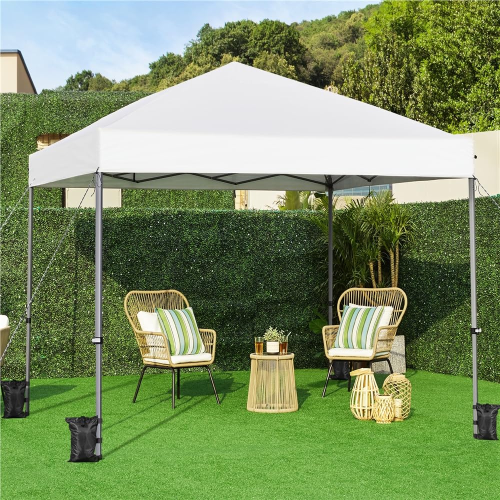 Yaheetech Tonnelle de Jardin Extérieur 3 × 3 M Pliable avec Sac de Transport pour Camping Plage Fête Blanc