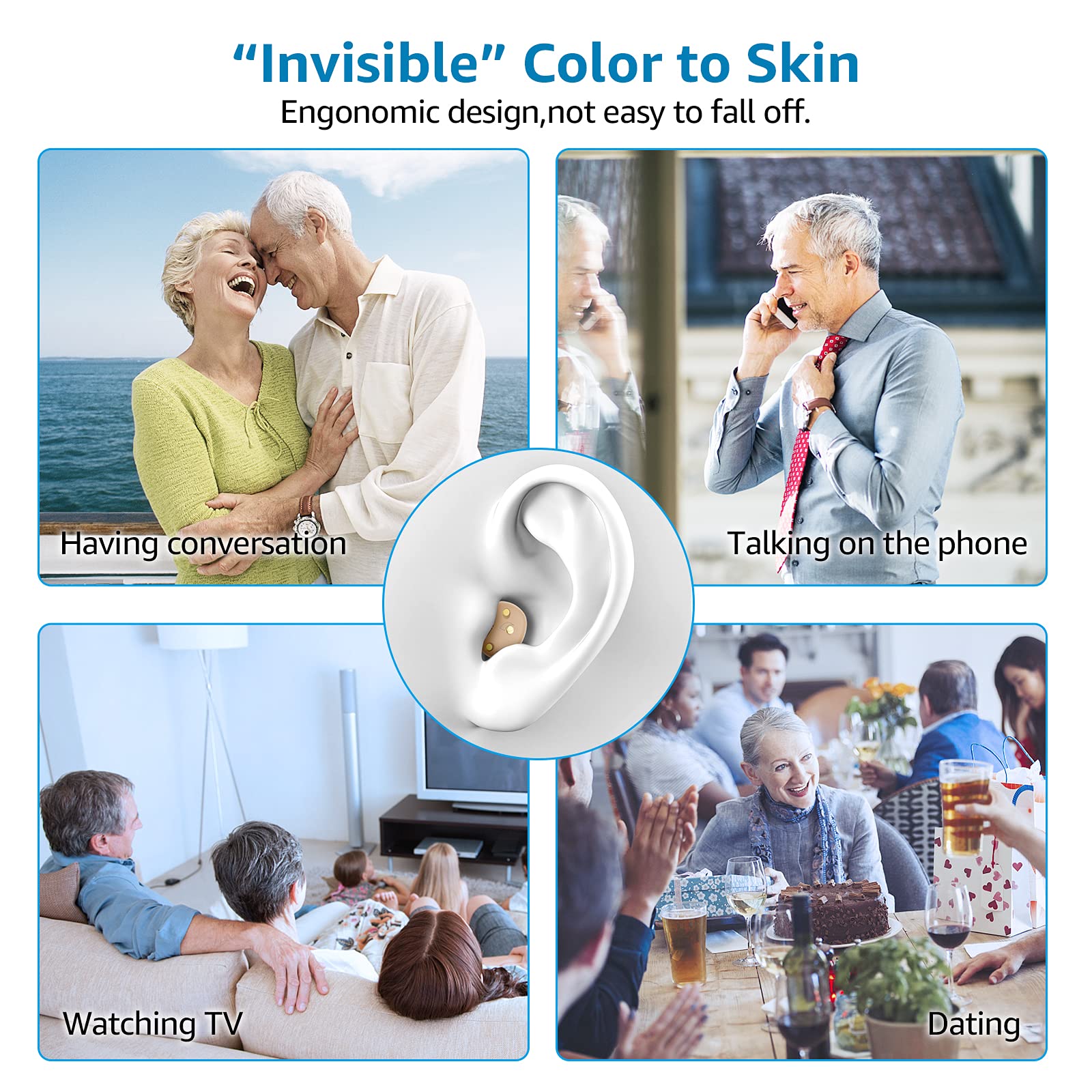 Hearing Aids for Seniors Rechargeable With Noise Cancelling, Nano