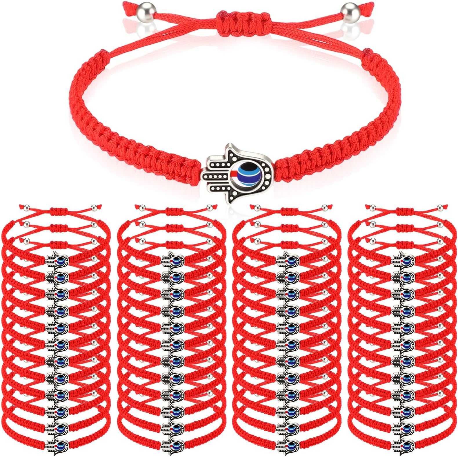 48 Pcs Red String Bracelets Bulk for Protection Good Luck with Amulet Tibetan Adjustable Buddhist Knots Bracelet Pulseras Rojas De Proteccion para Mujer for Women Men