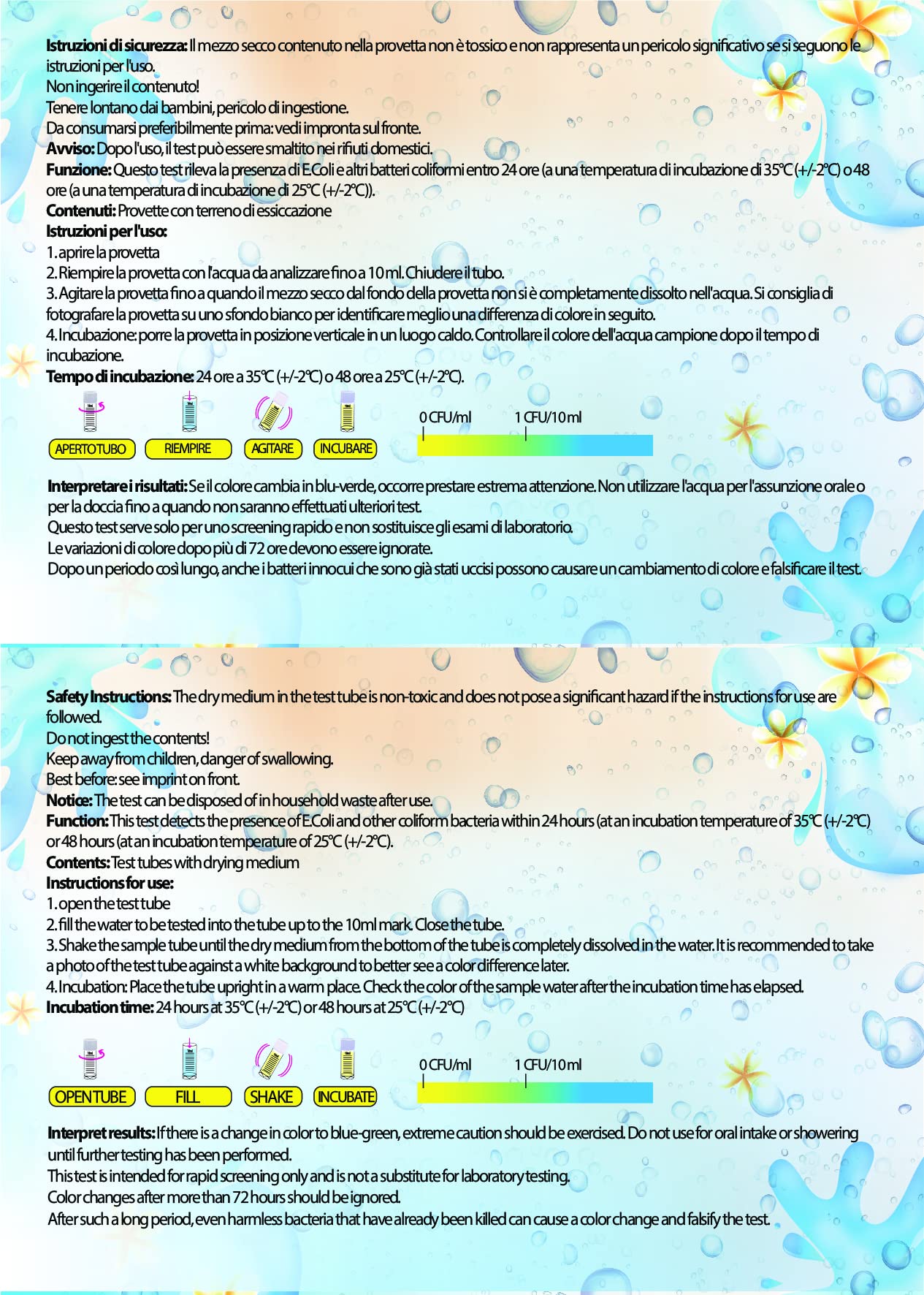 Test dell'acqua per batteri Coliforme E.coli Test in acqua potabile e pozzo Check (2 set di test)