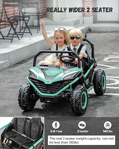 Miniatura 2 de ELEMARA Auto de 2 plazas para niños, 24 V 10 AH, juguete de auto UTV alimentado por 4 WD 4.5 mph lado a lado, camión eléctrico con control remoto,