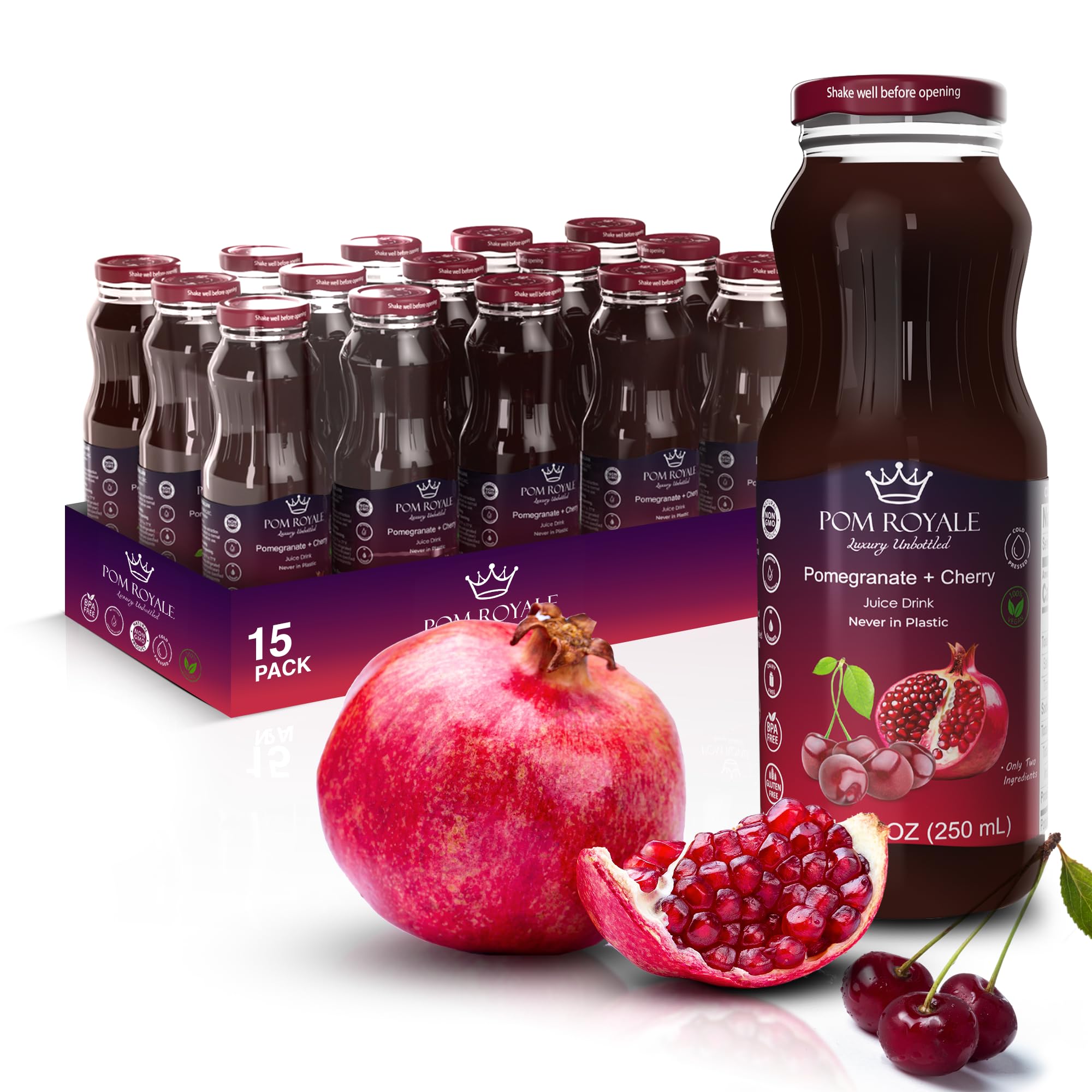Pure Apple Juice, 8.4oz Glass Bottle (Pack of 12), Cold Pressed Juice, Not from Concentrate, Non-GMO, No Sugar Added, Gluten Free, Kosher Certified, Preservative Free — view 28