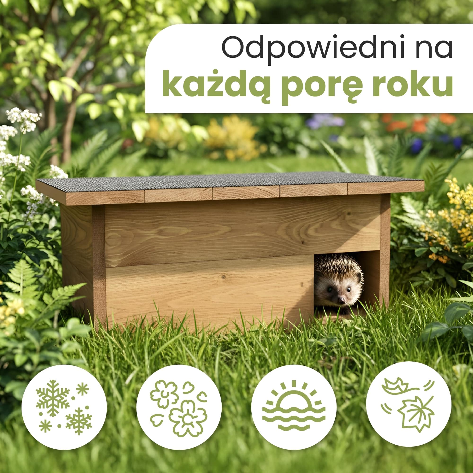 PATKAR Domek dla jeży mrozoodporny z podłożem [chroni przed drobnoustrojami] – karmnik dla jeży premium (Made in Europe) – wysokiej jakości domek dla jeży – domek dla jeży – domek dla jeży