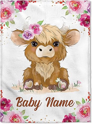FLOCHIL Mantas de bebé personalizadas, manta de bebé personalizada Manta de bebé con nombre para niñas, el mejor regalo para bebé, forro polar de