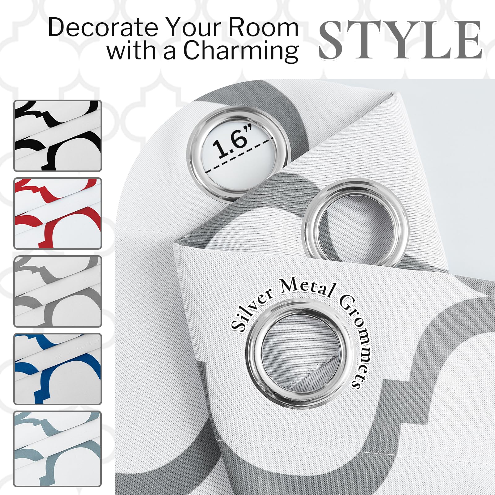 Melodieux Moroccan Fashion Thermal Insulated Room Darkening Blackout Grommet Curtains for Living Room 42 by 84 Inch - Image 3