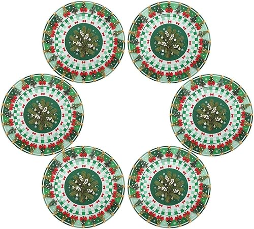 Miniatura 3 de Merry Christmas Tree Dark Green Round Vinyl placemats Dining Table Plate mats Set of 4 15x15 in individuales para mesa de comedor