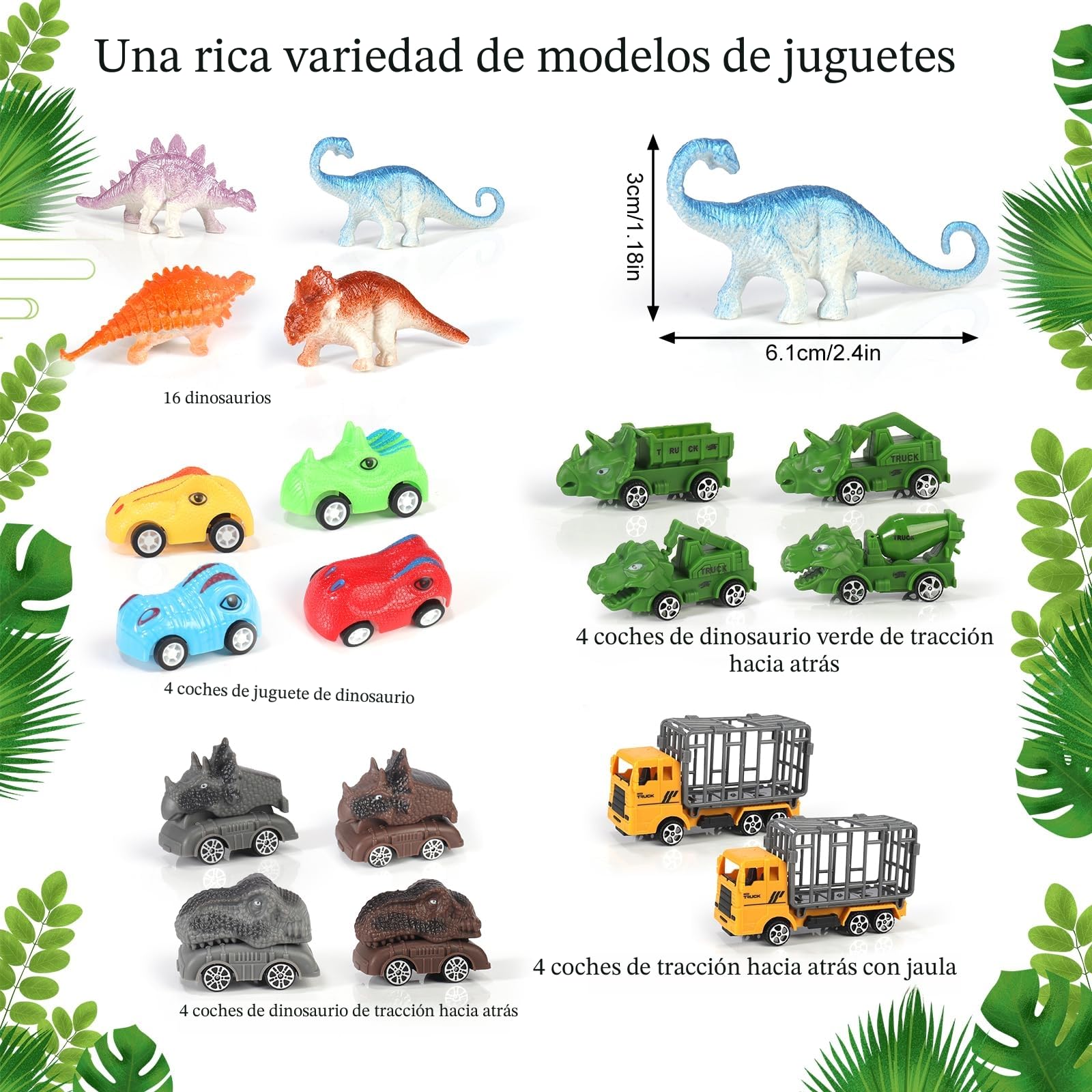 Calendario de adviento 2025 para niños, calendario de cuenta atrás de dinosaurios, calendario de adviento de Navidad para niños, furgoneta de dinosaurios, coche de dinosaurios, mini dinosaurio, para