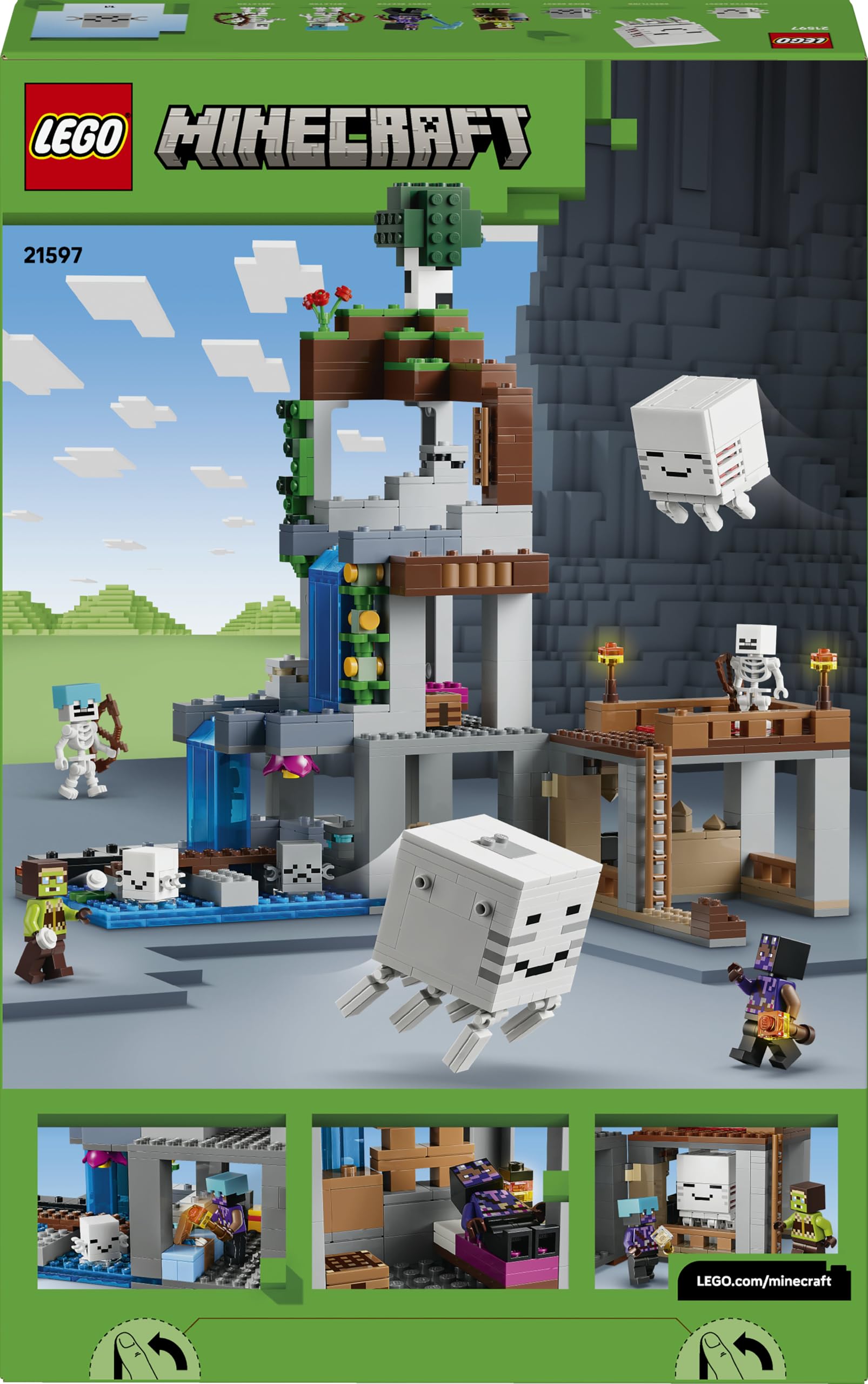 LEGO Minecraft Stazione di Ghast Giocattolo - 8 Personaggi Inclusi 2 Scheletri e 4 Ghast con Accessori - Decorazione Cameretta - Regalo per Gamer, Bambini e Bambine da 9 Anni in su - 21597