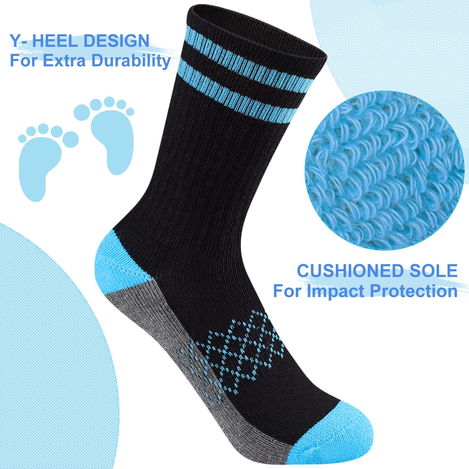 Comfoex Calcetines deportivos de algodón medio acolchados para niños pequeños, 6 pares