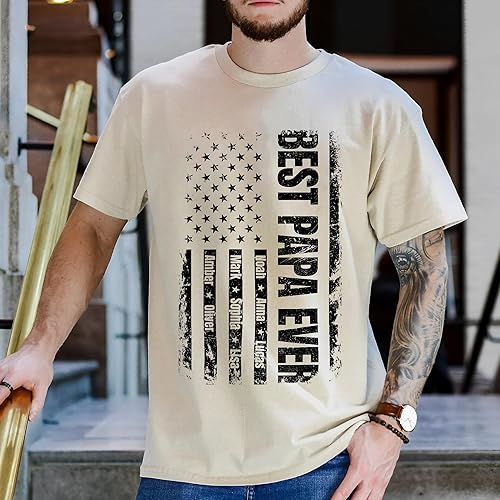 Miniatura 5 de FLOCHIL Camisa personalizada para papá para hombres, personalizada con nombres de niños, camiseta del día del padre, regalos