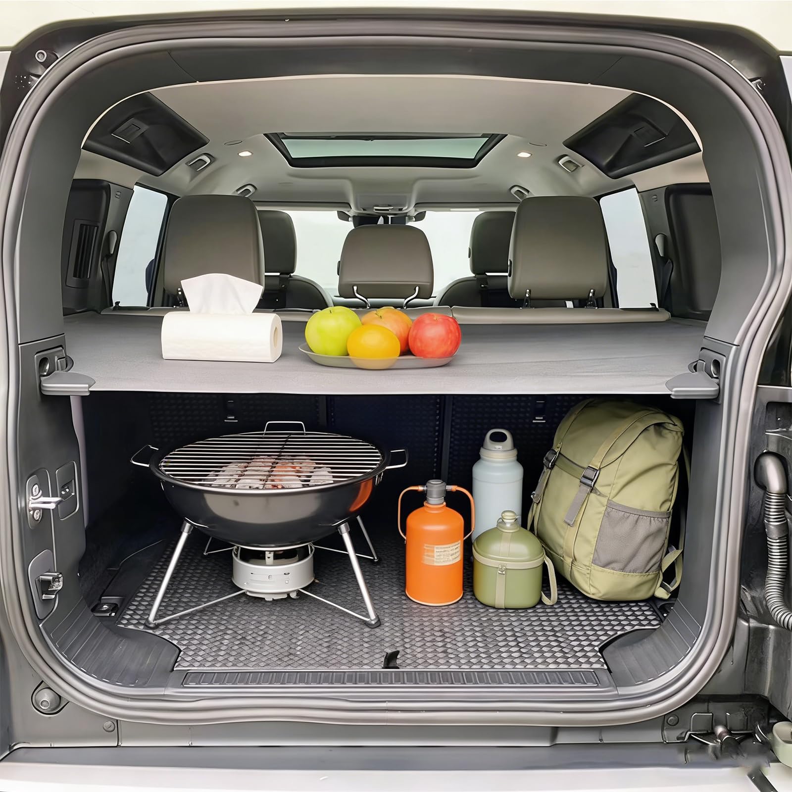 Compatibile con Land Rover Defender 110 2020-2025 - Copertura retrattile per bagagliaio auto, copertura posteriore per bagagli, protezione di sicurezza, ombra, organizer per bagagliaio, coperture per
