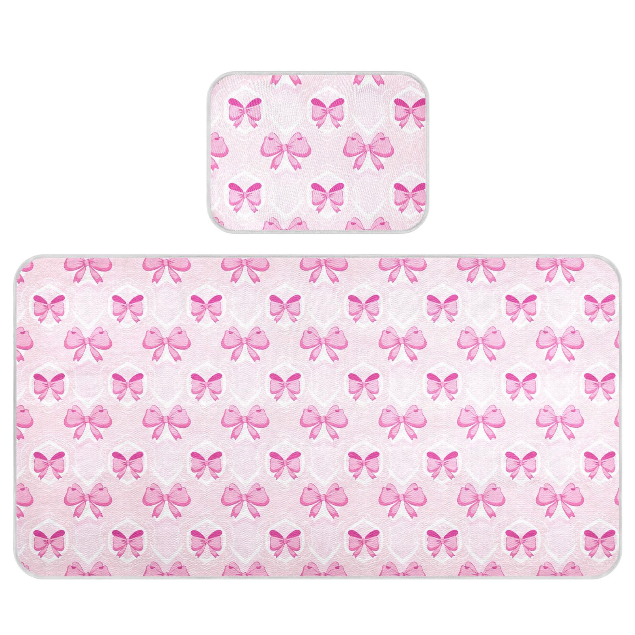 Takiito Pink Bows Baby Cooling Mattress Pad, Soft & Breathable Cooling Mat Keep Baby Cool in Summer 28x52 in, Nursery Essential