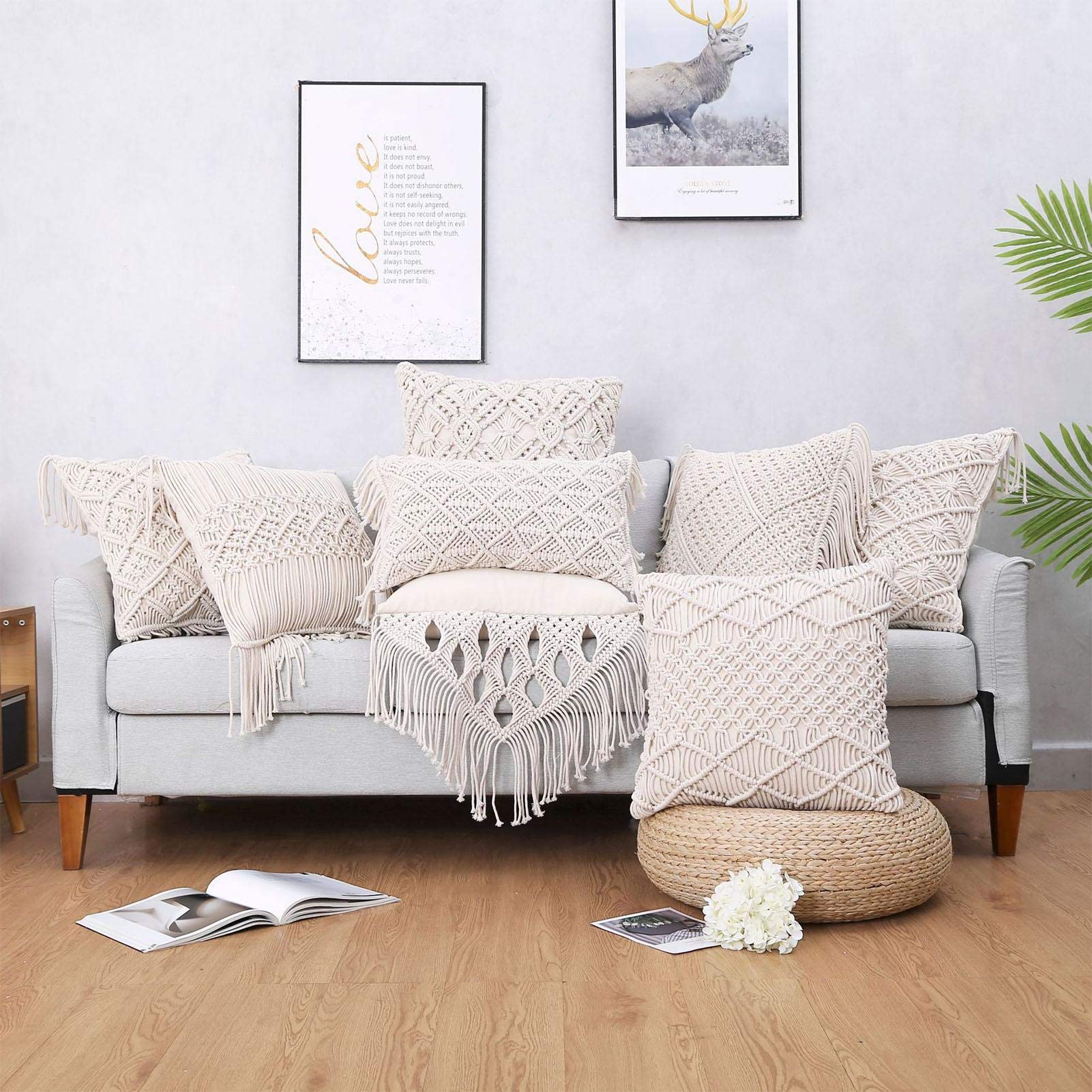 Leisuretime Poszewka na poduszk? boho poszewka na poduszk? bawe?niana tkane poszewki na poduszki grube we?niane fr?dzle bawe?niane kwadratowe poszewki na sof? krzes? do sypialni salonu
