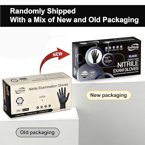 Miniatura 9 de Guantes desechables de nitrilo para examen, guantes de nitrilo negro, sin látex, para médico, cocina y esteticista, guantes de goma seguros para