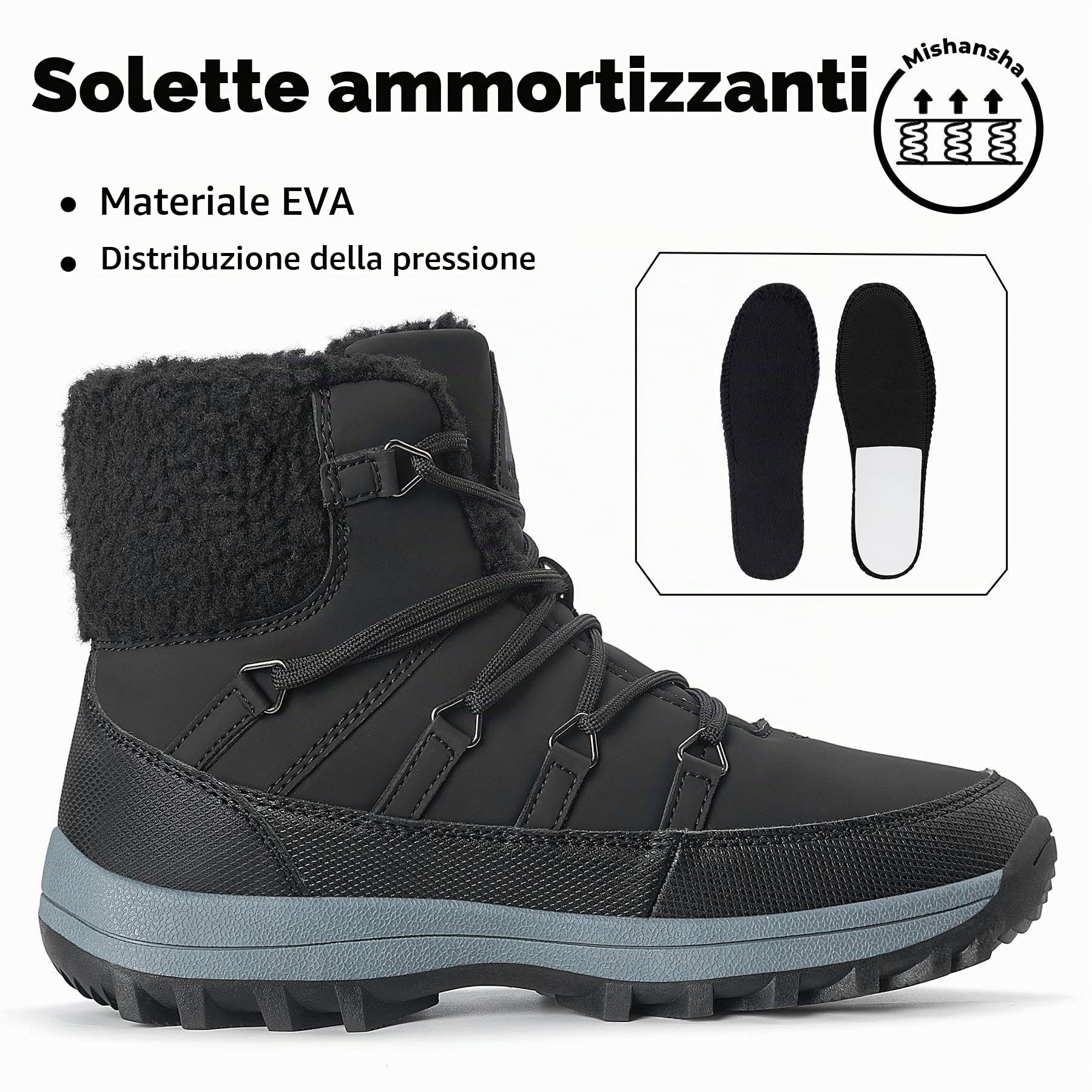 Mishansha Stivali Donna Invernali Stivaletti Neve Calde Scarponcini Pelliccia GR.36-42