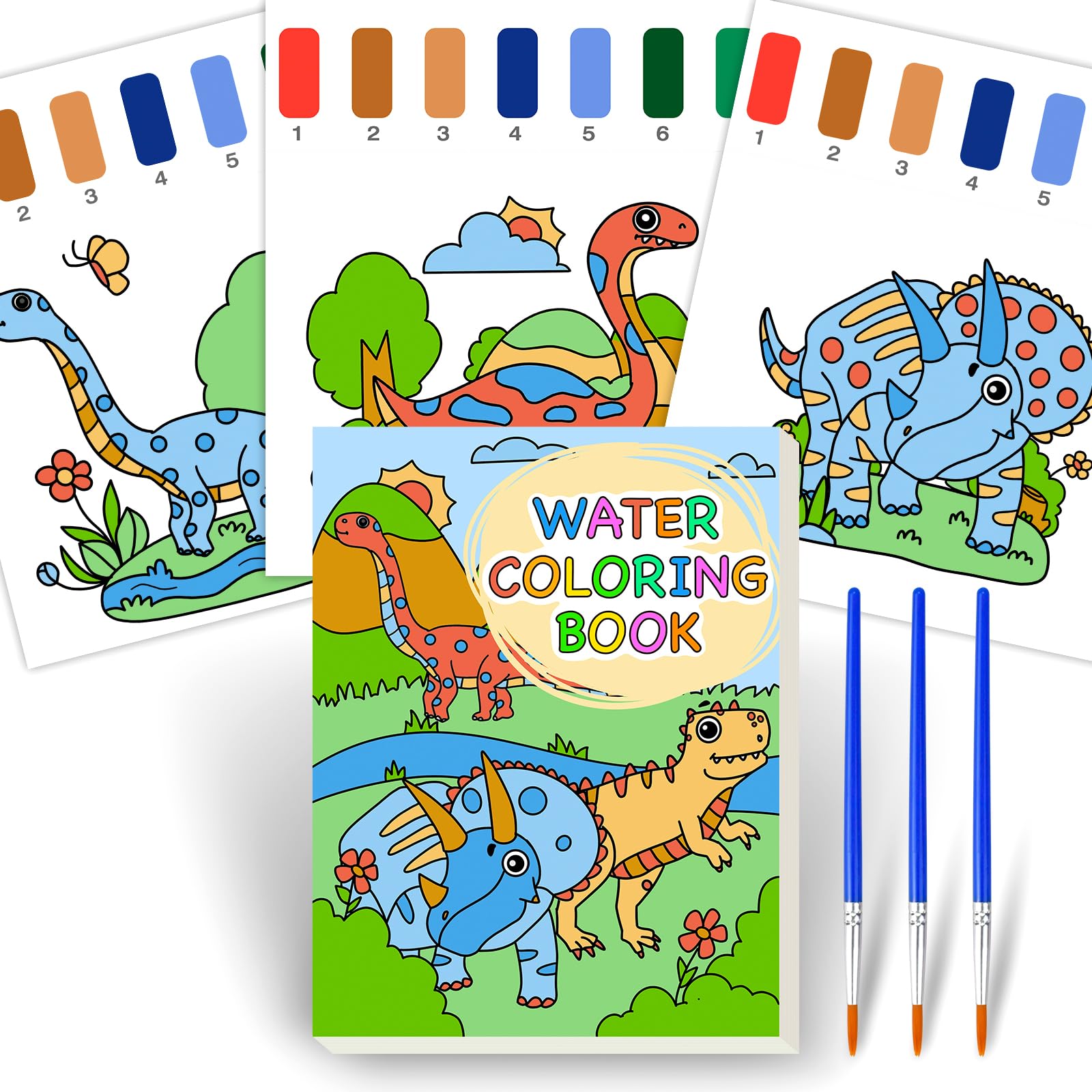 Water Colouring Book for Children Painting, Colouring Book with Paper, Arts and Crafts Gift for Drawing Animals (Dinosaur)