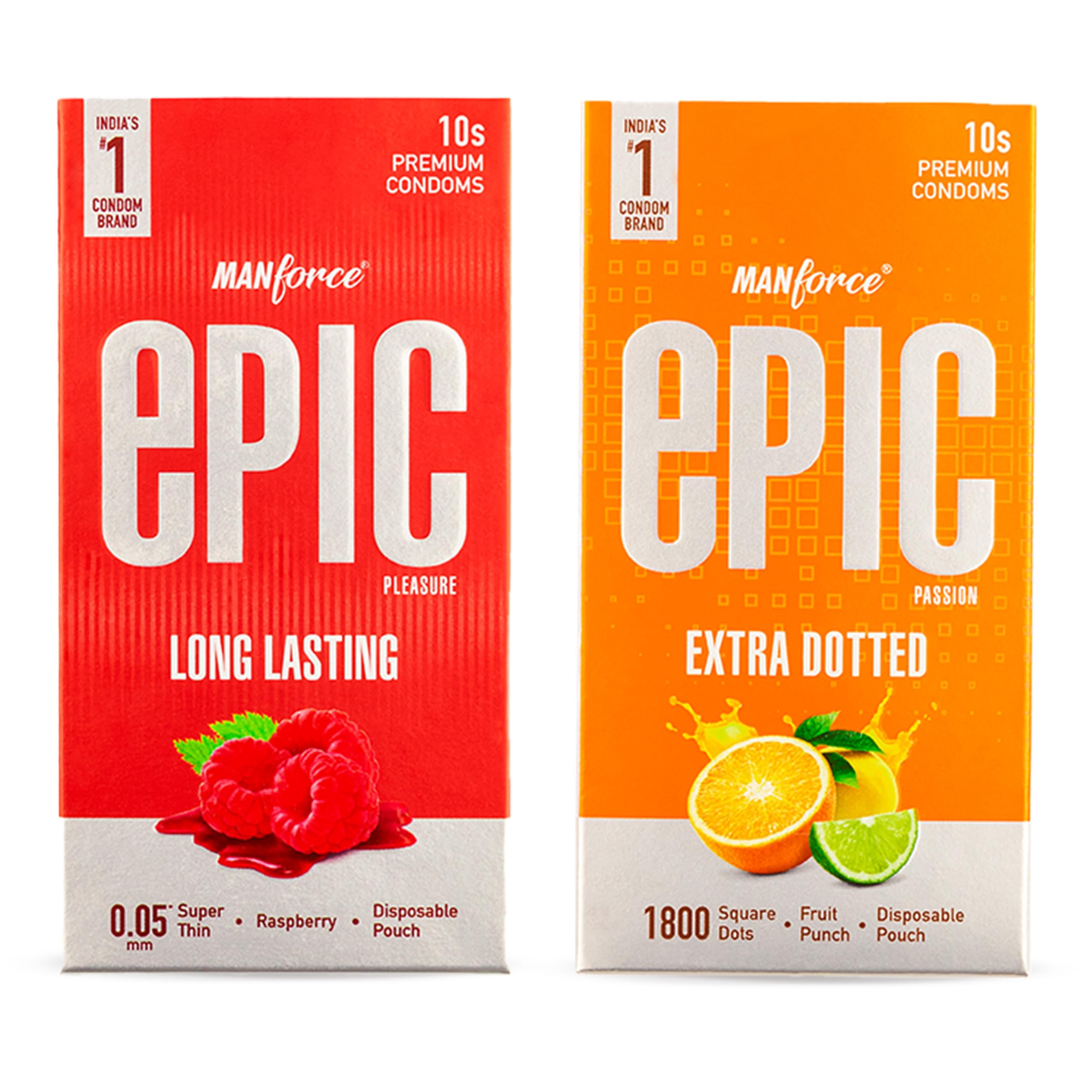 Epic Combo - Passion & Pleasure | Extra Dotted Condoms | Long Lasting Pleasure for Both | 20 Pcs