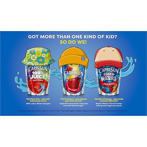 Miniatura 9 de Capri Sun Roarin Waters Fruit Punch Wave - Bebida de jugo de agua con sabor natural para niños viajes festivos y entretenimiento paquete de 40